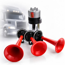 Сигнал автомобільний повітряний Elegant 12V три дудки Червоний (EL 100 748 / 1015R)