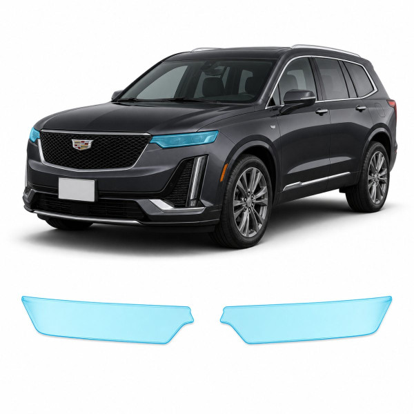 Антигравийная защитная бронепленка по лекалам для Cadillac XT6 I 2019- оптика (фары и ПТФ)