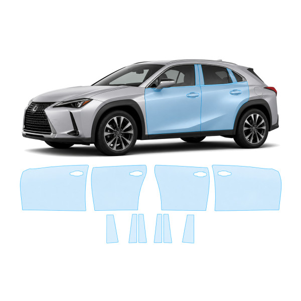Антигравійна захисна бронеплівка за лекалами для Lexus UX Z10 2018- зони дверей і стійки вікон