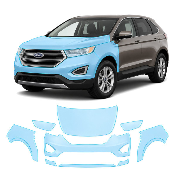 Антигравийная защитная бронепленка по лекалам для Ford Edge (US) II 2015-2018 - передняя часть авто (капот бампер фары крылья)