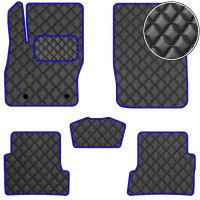 Коврики в салон Экокожа для Ford Focus II 2004-2010 Черные-Синий 5 шт (Rombus)
