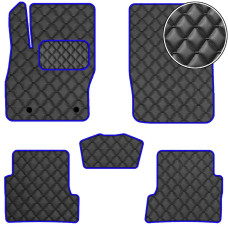Килимки в салон Екошкіра для Ford Focus II 2004-2010 Чорні-Синій 5 шт (Rombus)