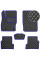 Коврики в салон Экокожа для Ford Focus II 2004-2010 Черные-Синий 5 шт (Rombus)