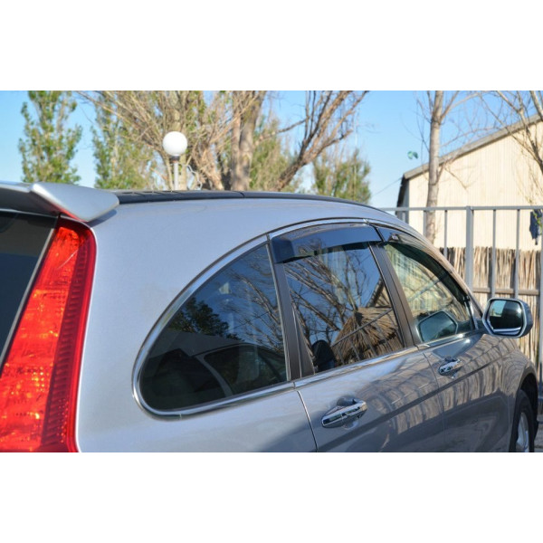 Дефлекторы окон ветровики Honda CR-V 2007-2012 4 двери Хром молдинг