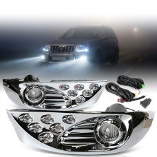 LED Протитуманні фари для Toyota Prado FJ120 2003-2009 H3 12V 55W FOG+DRL з проводкою Комплект (TY-085E-W 2в1 Сhromе)