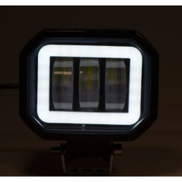 Світлодіодна додаткова LED фара квадратна 95x73x60 mm / дальнє світло / Лінза з ДХО / 20W / 10-30V / 1 шт