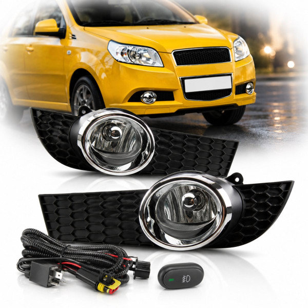 Противотуманные фары для Chevrolet Aveo Hatchback 2008-2012 H3-12V 55W с электро проводкой (OEM: LH-96650792 RH-96650793) (CV-527)