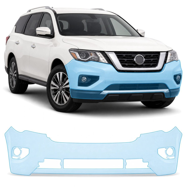 Антигравийная защитная бронепленка по лекалам для Nissan Pathfinder R52 facelift 2017-2020 - передний бампер