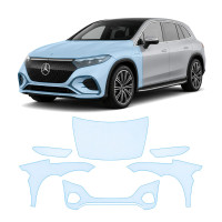 Антигравийная защитная бронепленка по лекалам для Mercedes-Benz EQS SUV X296 2022- передняя часть авто (капот бампер фары крылья)