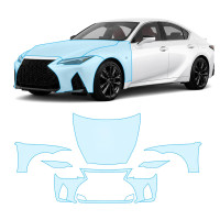 Антигравійна захисна бронеплівка за лекалами для Lexus IS XE30 facelift 2 2021- передня частина авто (капот бампер крила))