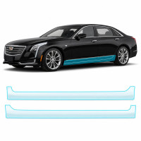 Антигравийная защитная бронепленка по лекалам для Cadillac CT6 I 2016-2018 - нижняя зона кузова пороги