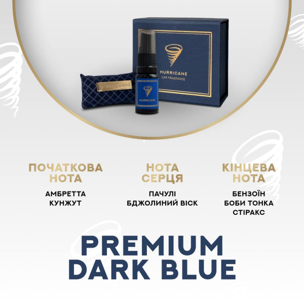 Ароматизатор автомобильный Hurricane Dark Blue Premium (В комплекте Спрей)
