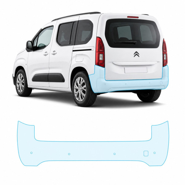 Антигравийная защитная бронепленка по лекалам для Citroen Berlingo III 2018- задний бампер