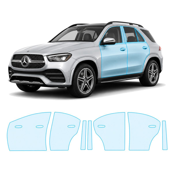 Антигравийная защитная бронепленка по лекалам для Mercedes-Benz GLE W167 2019-2023 - зоны дверей и стойки окон
