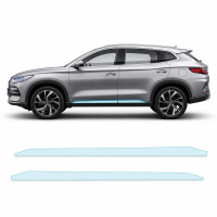 Антигравийная защитная бронепленка по лекалам для BYD Song Plus I 2020-2022 - нижняя зона кузова пороги