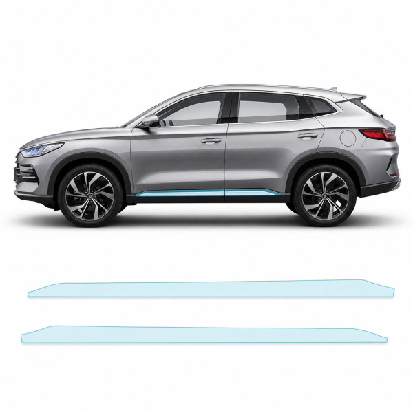 Антигравийная защитная бронепленка по лекалам для BYD Song Plus I 2020-2022 - нижняя зона кузова пороги