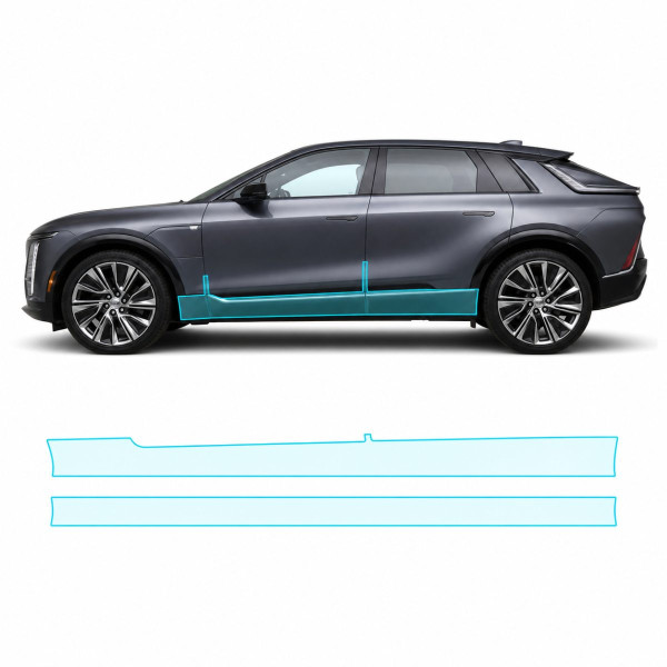Антигравийная защитная бронепленка по лекалам для Cadillac Lyriq EV 2022- нижняя зона кузова пороги