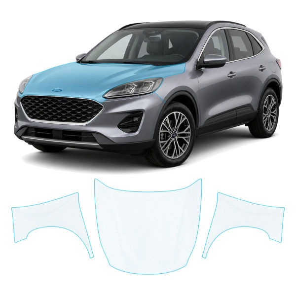 Антигравийная защитная бронепленка по лекалам для Ford Kuga III 2019- капот и передние крылья