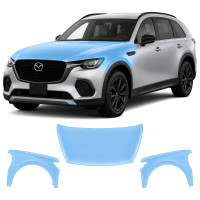 Антигравийная защитная бронепленка по лекалам для Mazda CX-70 2024- капот и передние крылья
