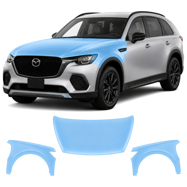 Антигравийная защитная бронепленка по лекалам для Mazda CX-70 2024- капот и передние крылья