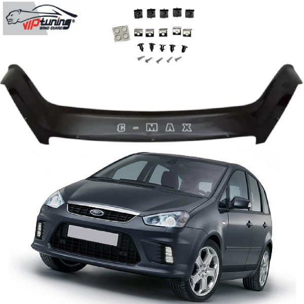 Дефлектор капота мухобойка Ford C-Max 2007-2010 Евро Крепление (Vip Tuning)