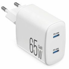 Мережевий зарядний пристрій Brevia ePowerGaN PD65W 2xUSB-C білий 44065GDCW