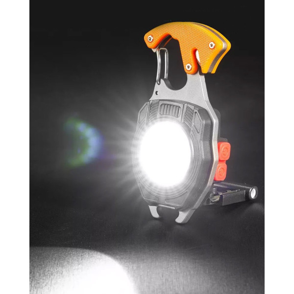 Многофункциональный LED фонарик туристический мультитул на карабине (BL-W5147)
