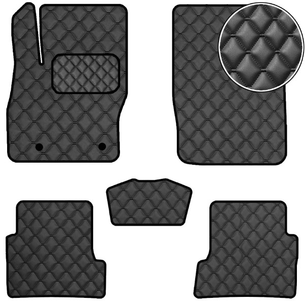 Коврики в салон Экокожа для Ford Focus II 2004-2010 Черные 5 шт (Rombus)