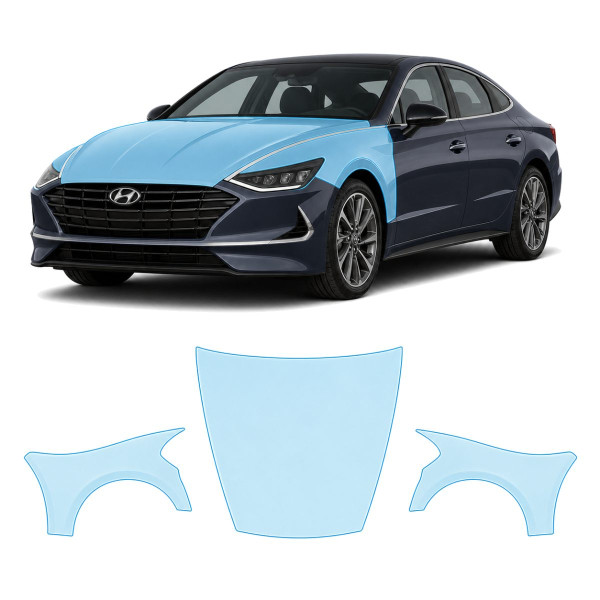 Антигравійна захисна бронеплівка за лекалами для Hyundai Sonata DN8 2019-2022 - капот і передні крила
