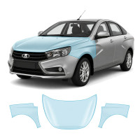 Антигравийная защитная бронепленка по лекалам для LADA Vesta I 2015-2022 - капот и передние крылья
