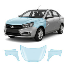 Антигравийная защитная бронепленка по лекалам для LADA Vesta I 2015-2022 - капот и передние крылья