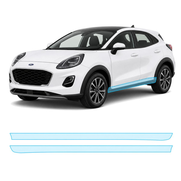 Антигравийная защитная бронепленка по лекалам для Ford Puma I 2019- нижняя зона кузова пороги