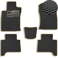Килимки в салон EVA для Toyota Prado 120 2002-2010 (Металевий підп'ятник) Чорні-Бежевий кант 5 шт