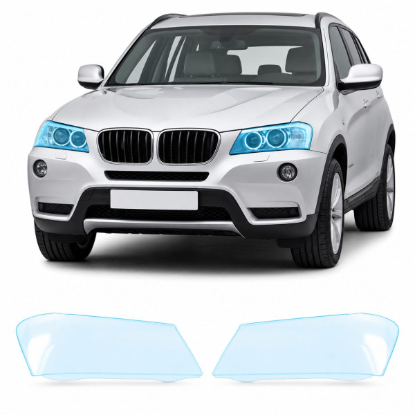 Антигравийная защитная бронепленка по лекалам для BMW X3 F25 2010-2017 - оптика (фары и ПТФ)