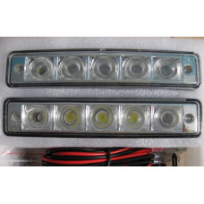 Денні ходові вогні ДХО / 150x30x40 мм / 1W*5SMD / корпус пластик / Білі 2 шт