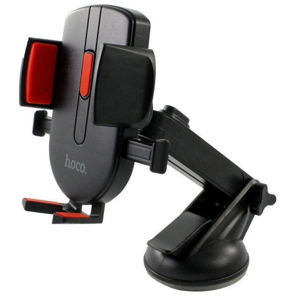 Автодержатель для телефона HOCO "CAD01" на присоске жесткая ножка Black/Red