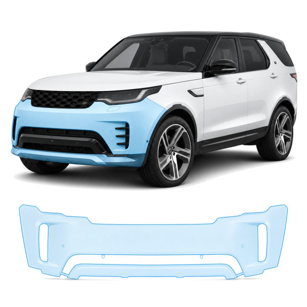 Антигравийная защитная бронепленка по лекалам для Land Rover Discovery L462 facelift 2021- передний бампер