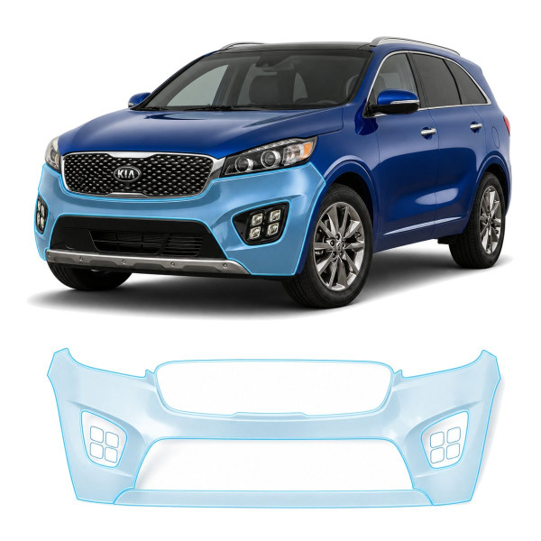 Антигравийная защитная бронепленка по лекалам для Kia Sorento UM 2015-2017 - передний бампер