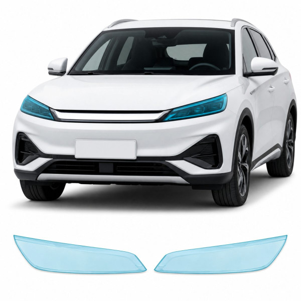 Антигравийная защитная бронепленка по лекалам для BYD Atto 3 (Yuan Plus) I facelift 2025- оптика (фары и ПТФ)