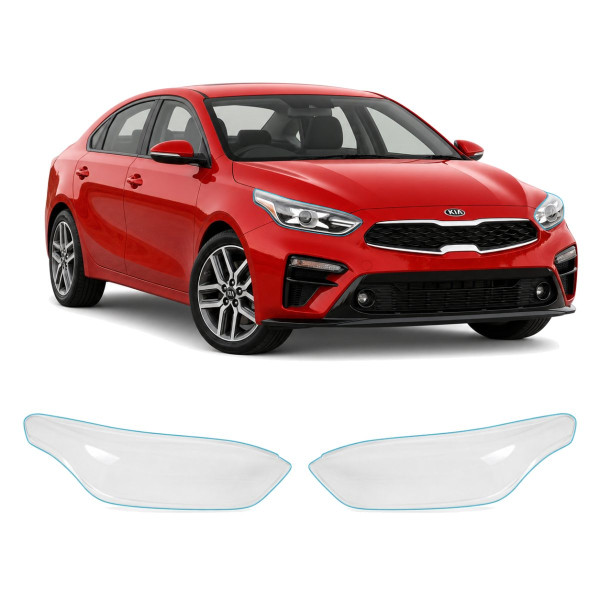 Антигравийная защитная бронепленка по лекалам для Kia Cerato/Forte BD 2018-2021 - оптика (фары и ПТФ)