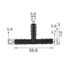 Соединитель для трубок тройник d5.8мм OEM 22215 (C406)
