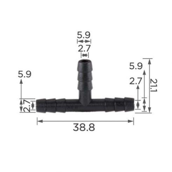 З’єднувач для трубок трійник d5.8мм OEM 22215 (C406)