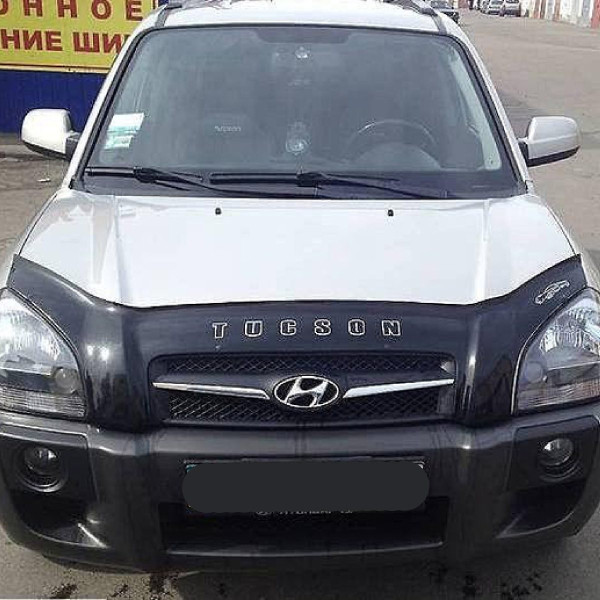Дефлектор капота мухобойка для Hyundai Tucson (JM) 2004-2010 Євро Кріплення (Vip Tuning)