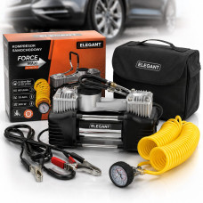 Компрессор автомобильный двухпоршневой Force MAX 12v 300вт 90л 10атм 14А с дефлятором (EL 100 090)