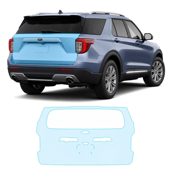 Антигравійна захисна бронеплівка за лекалами для Ford Explorer (US) VI 2020-2023 - зона кришки багажника