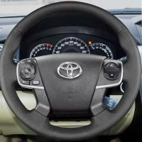 Чехол Оплетка Руля для Toyota Camry 2012-2014 Кожа (Модельная Выкройка) №59