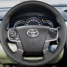Чехол Оплетка Руля для Toyota Camry 2012-2014 Кожа (Модельная Выкройка) №59