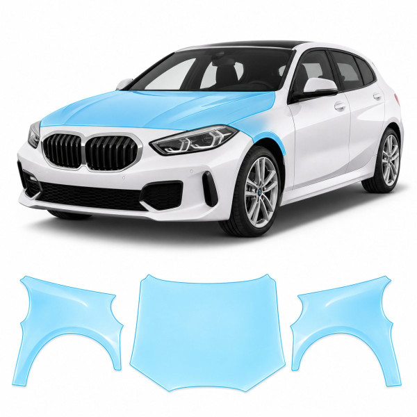 Антигравийная защитная бронепленка по лекалам для BMW 1 Series F40 2019-2024 - капот и передние крылья
