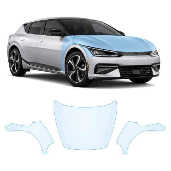 Антигравійна захисна бронеплівка за лекалами для Kia EV6 - 2021-2024 - капот і передні крила