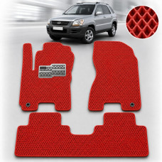 Коврики в салон EVA для Kia Sportage II МКП 2004-2010 с подпятником Красные 5 шт
